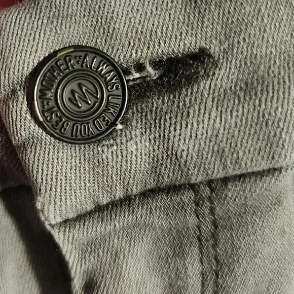 MOTHER Looker Ankle Fray Skinny Stretch Gray Denim Jeans Distressed 25 or 26 - Picture 6 of 11